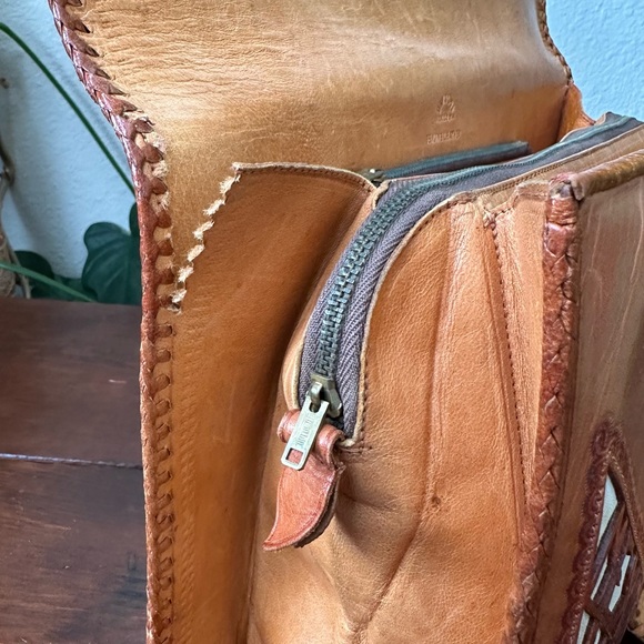 Vintage tooled leather clutch Mexican Mexico brown western boho purse - Picture 4 of 16